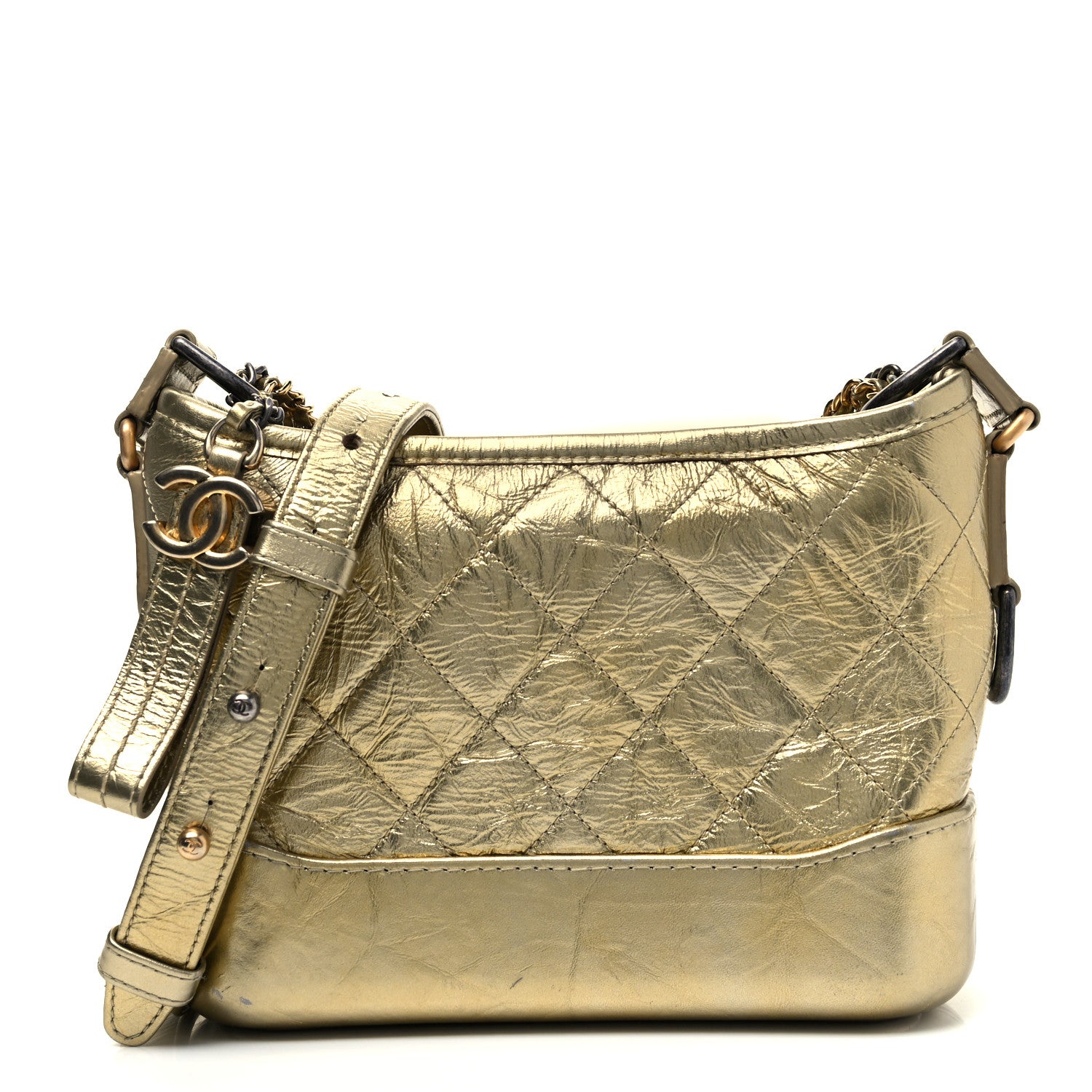 Chanel Metallic Aged Calfskin Quilted Small Gabrielle Hobo Gold 1 of 10