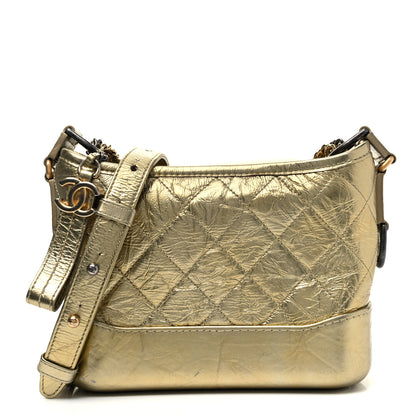 Chanel Metallic Aged Calfskin Quilted Small Gabrielle Hobo Gold 1 of 10