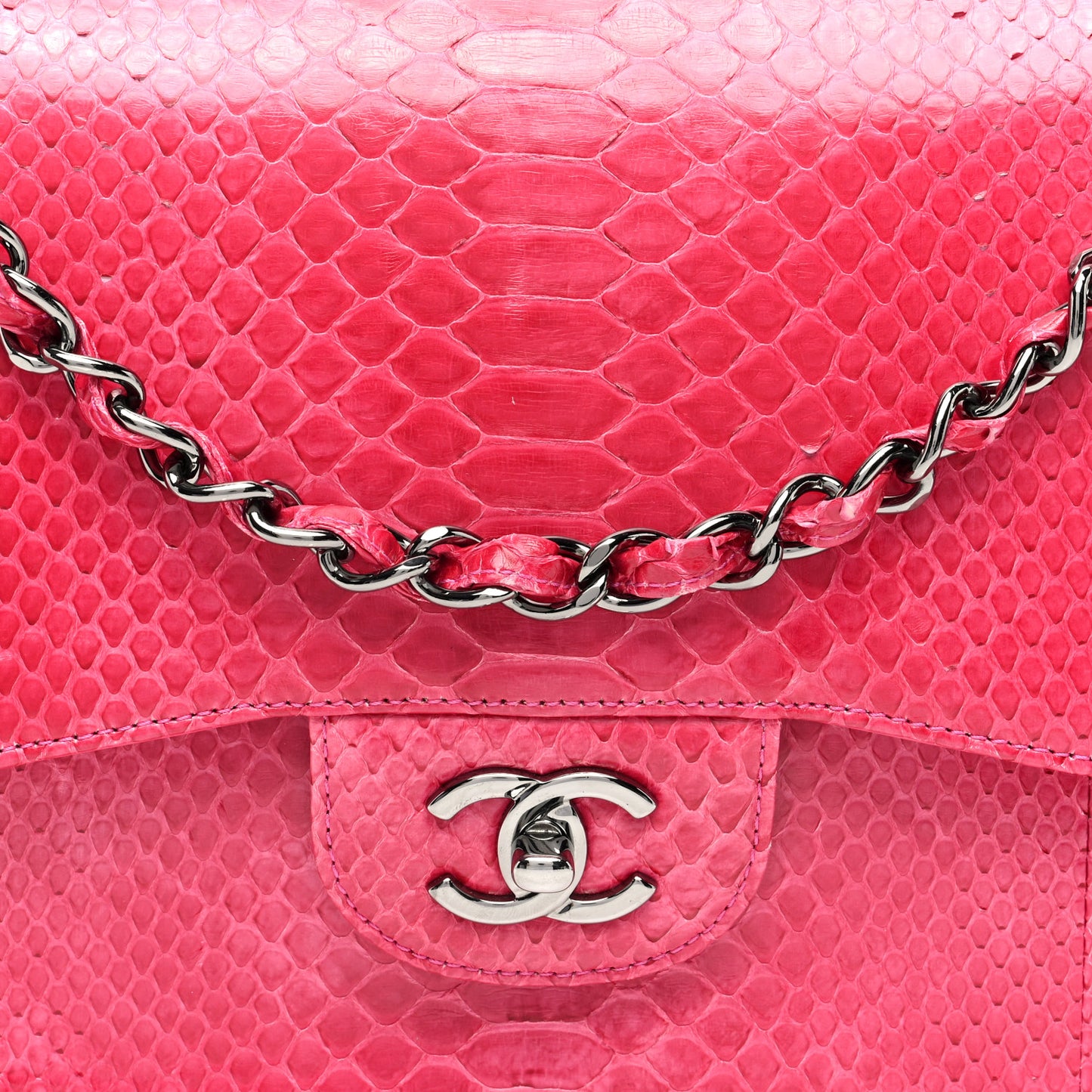 Snakeskin Jumbo Double Flap Pink
