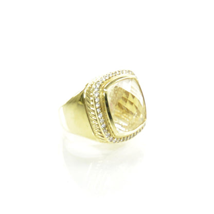 David Yurman 18K Yellow Gold Diamond Lemon Quartz 15mm Albion Ring 52 6 4 of 7