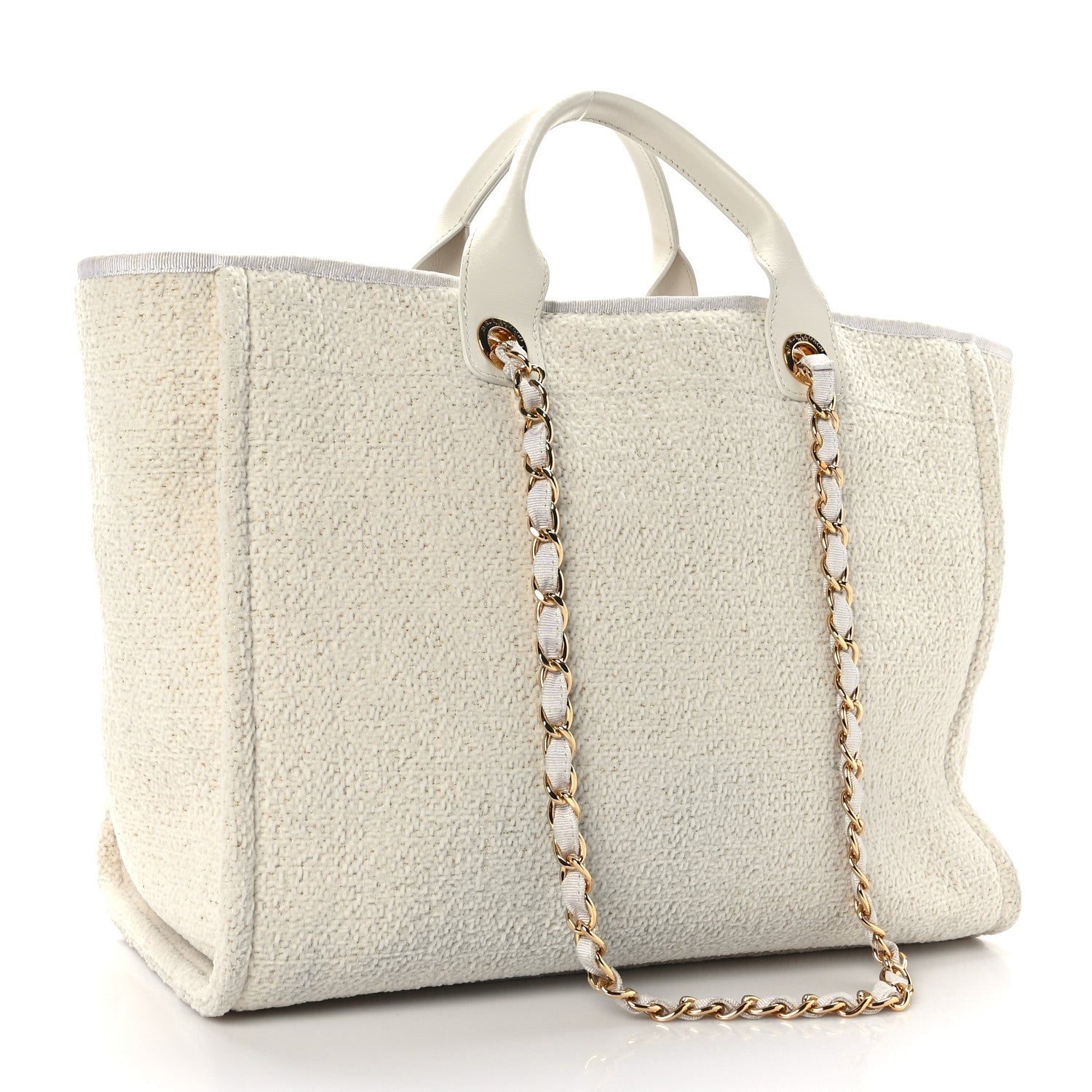 Chanel Mixed Fibers Calfskin Medium Deauville Tote Light Beige 3 of 12