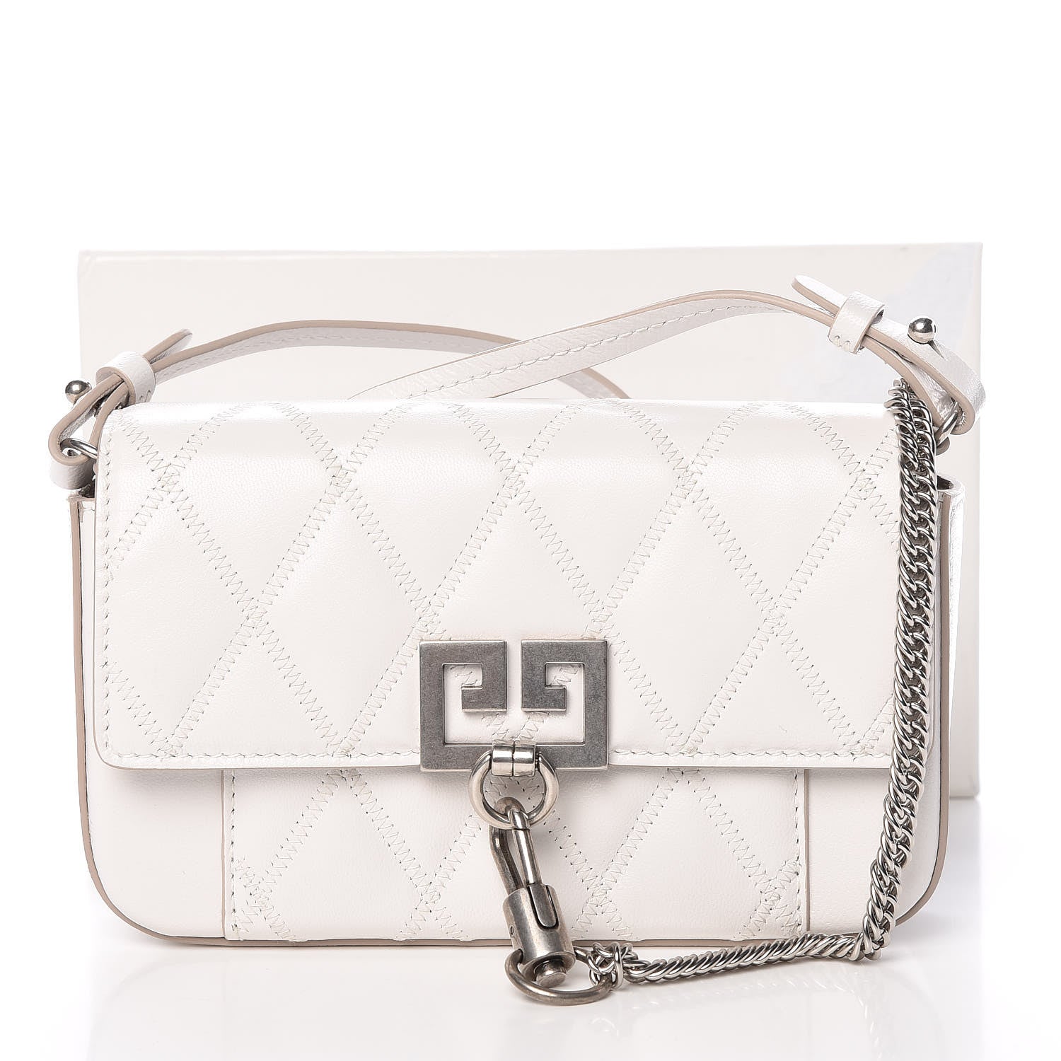 Givenchy Goatskin Quilted GV3 Mini Pocket Convertible Bag White 9 of 9