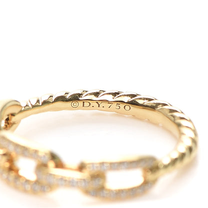 David Yurman 18K Yellow Gold Diamond 4.5mm Stax Single Row Chain Link Ring 51 5.75 4 of 4