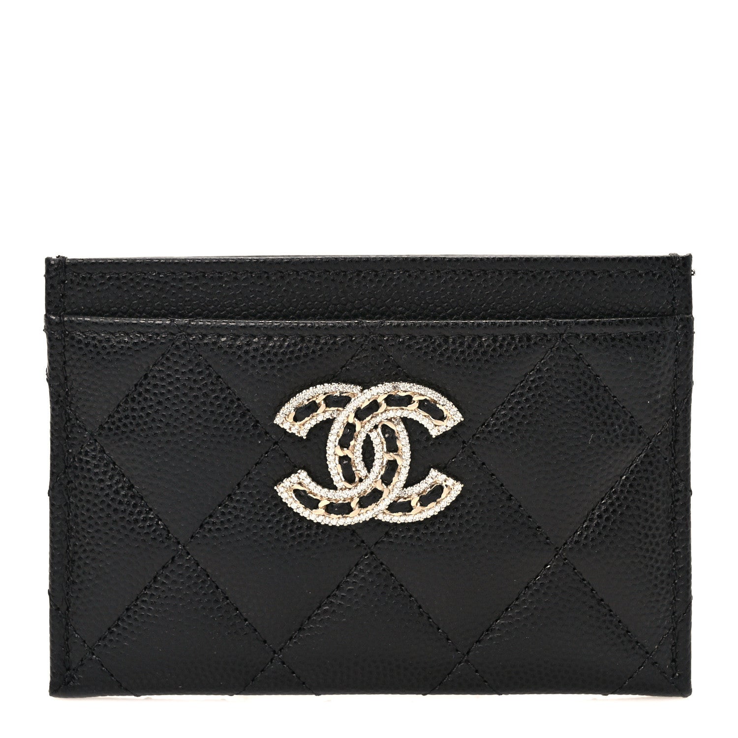 Chanel Caviar Quilted Crystal Card Holder Black 1 of 8