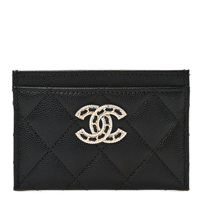 Chanel Caviar Quilted Crystal Card Holder Black 1 of 8