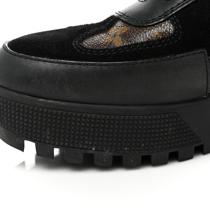Louis Vuitton Suede Calfskin Monogram Laureate Platform Desert Boots 38.5 Black 18 of 18