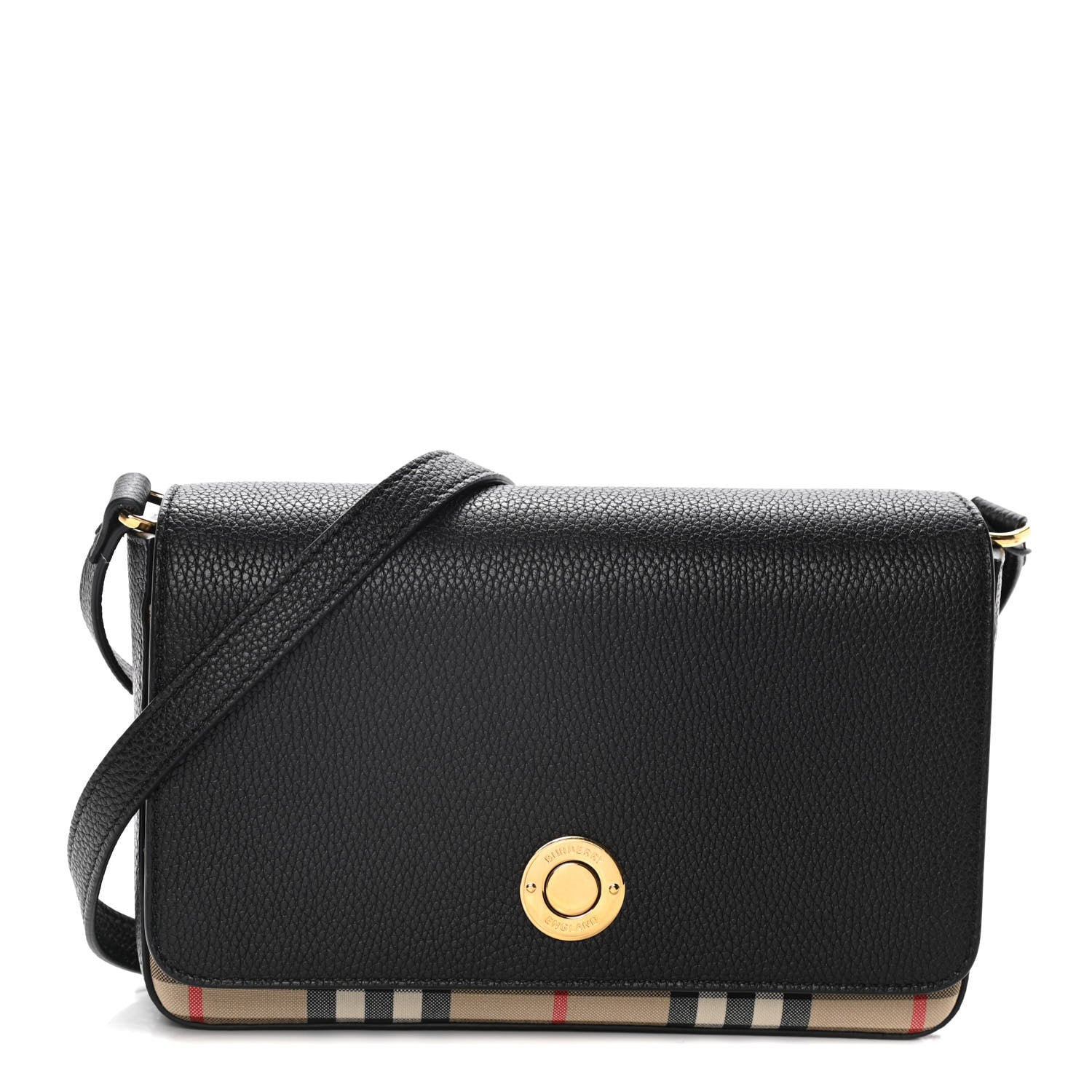 Burberry Grainy Calfskin Vintage Check Hampshire Crossbody Black 1 of 10