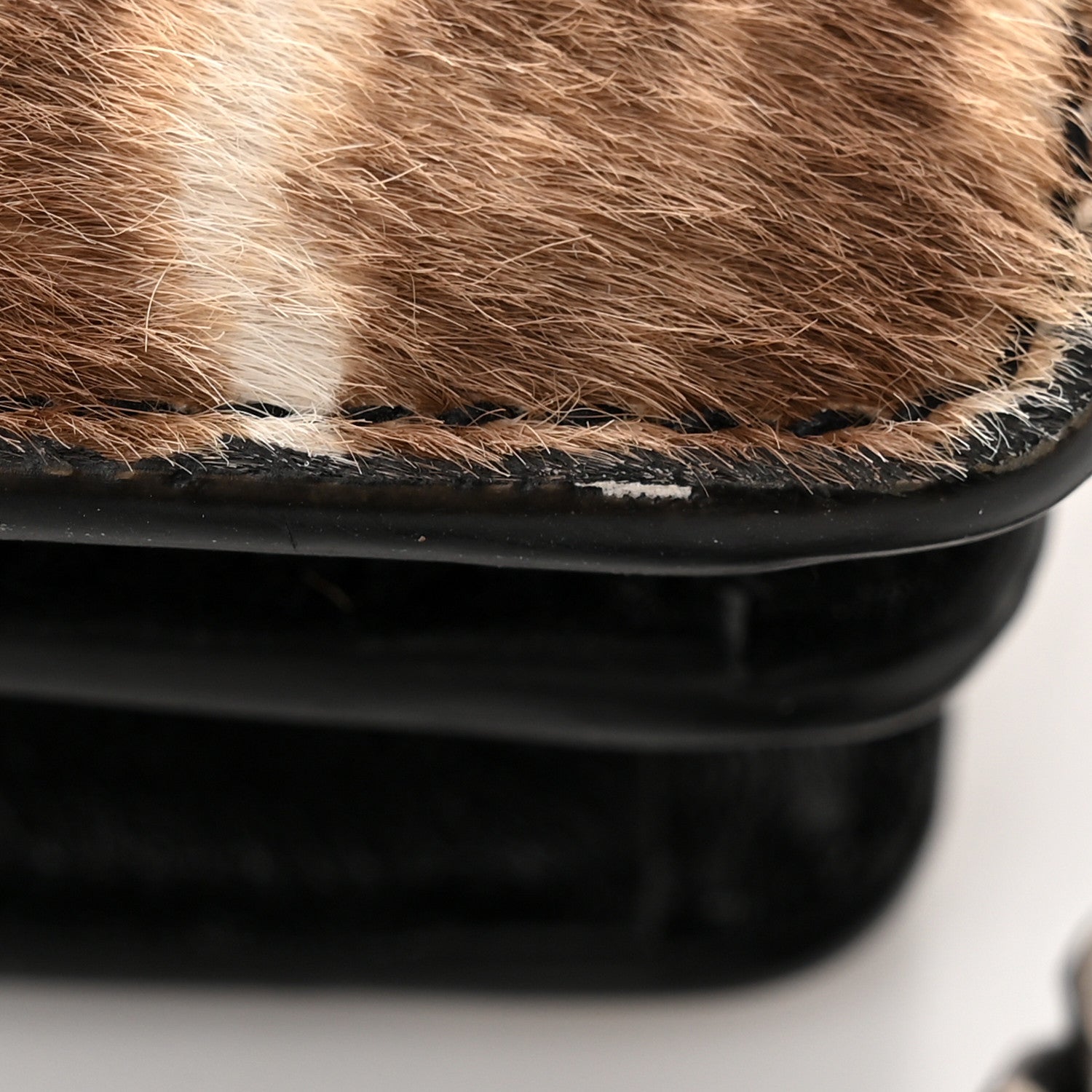 Saint Laurent Calf Hair Leopard Print Monogram Small Sunset Chain Wallet Natural Black 12 of 13