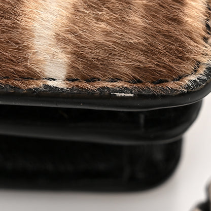 Saint Laurent Calf Hair Leopard Print Monogram Small Sunset Chain Wallet Natural Black 12 of 13