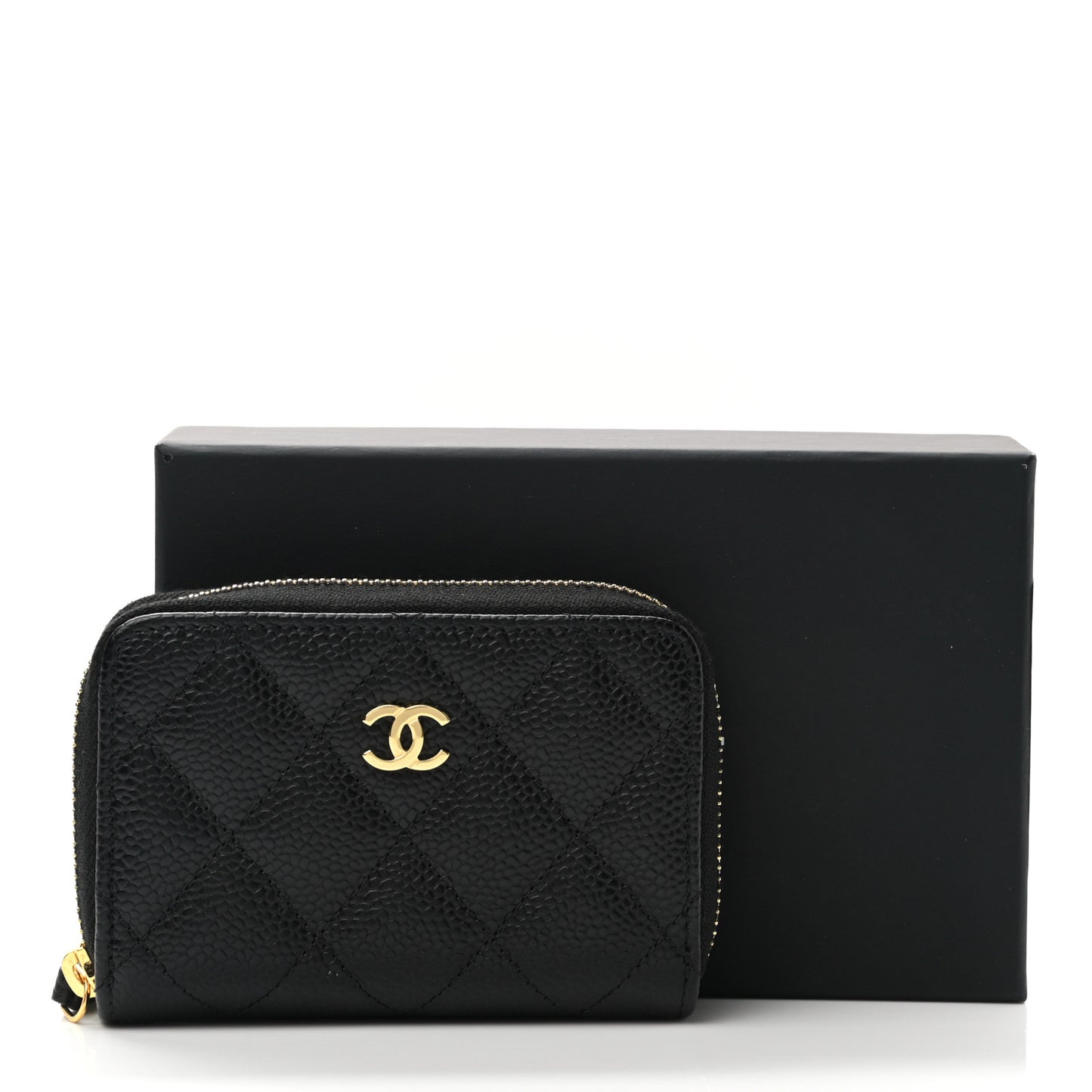 Caviar Quilted Classic Zipped Coin Purse Black
