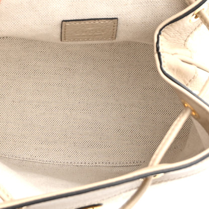 Gucci GG Supreme Monogram Textured Dollar Calfskin Web Mini Chain Drawstring Backpack Beige Mystic White Oatmeal 5 of 11