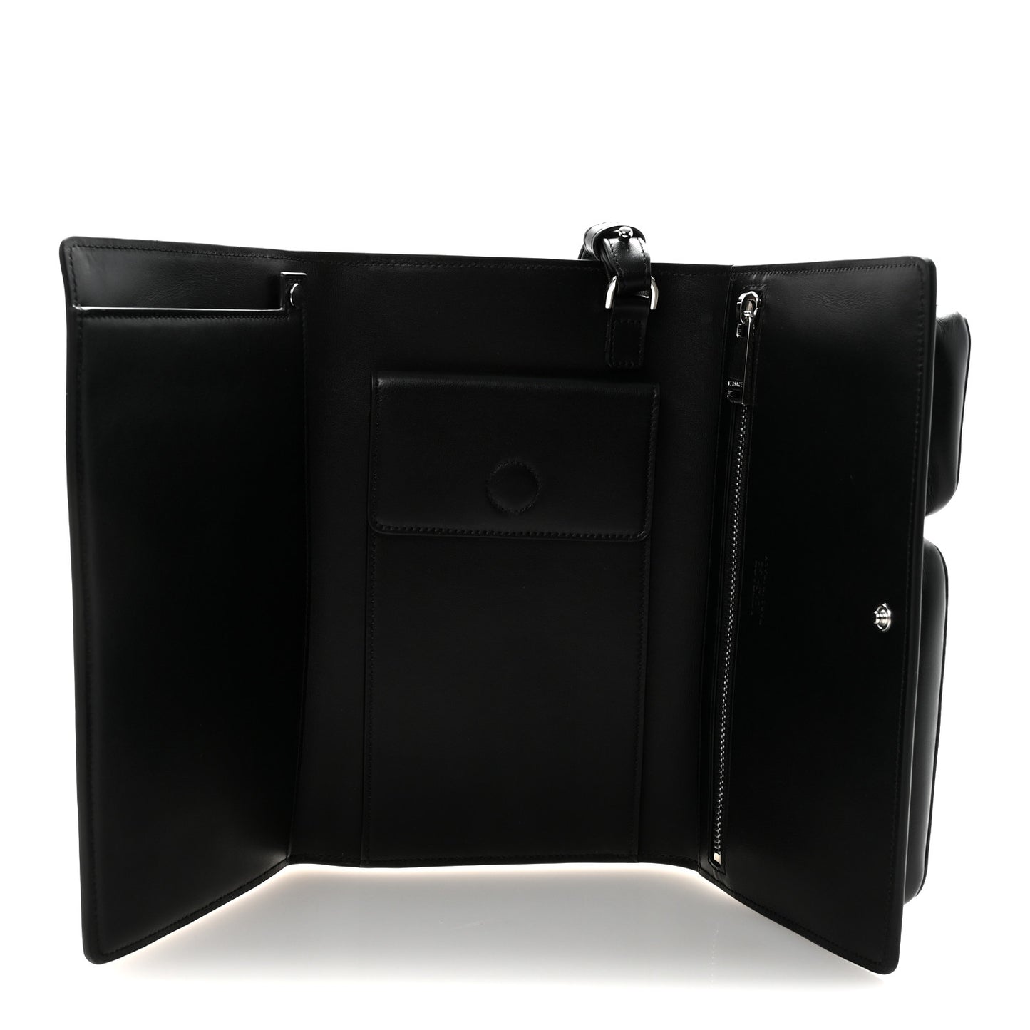 Calfskin Trifold Document Case Clutch Black