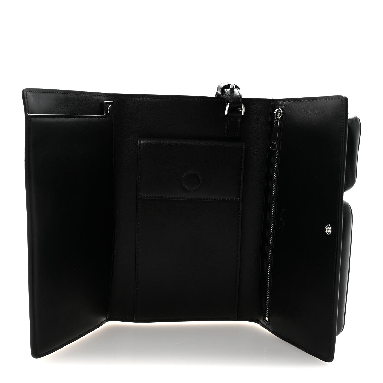 Versace Calfskin Trifold Document Case Clutch Black 5 of 7