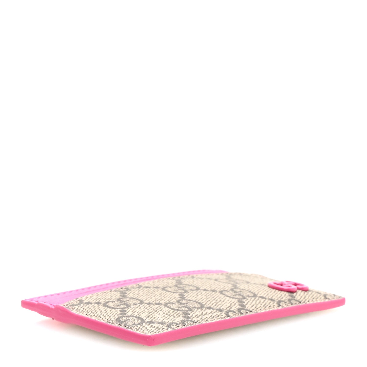 Gucci GG Supreme Monogram Bi-Color Card Holder Beige Ebony Pink 4 of 7