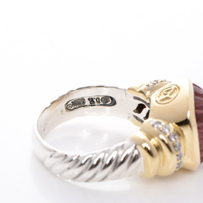 David Yurman Sterling Silver 18K Gold Diamond Carved Tourmaline 14mm Ring 59.5 9 4 of 4