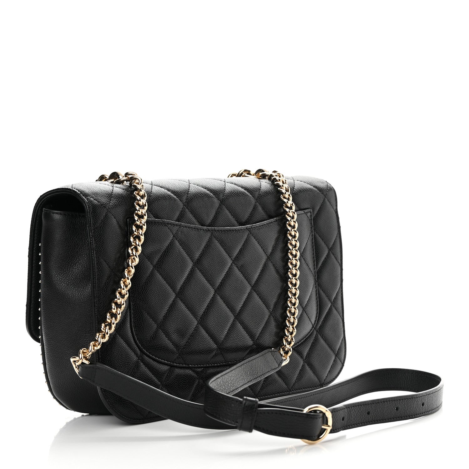 Chanel Caviar Quilted Large Studded Flap Black 2 of 12