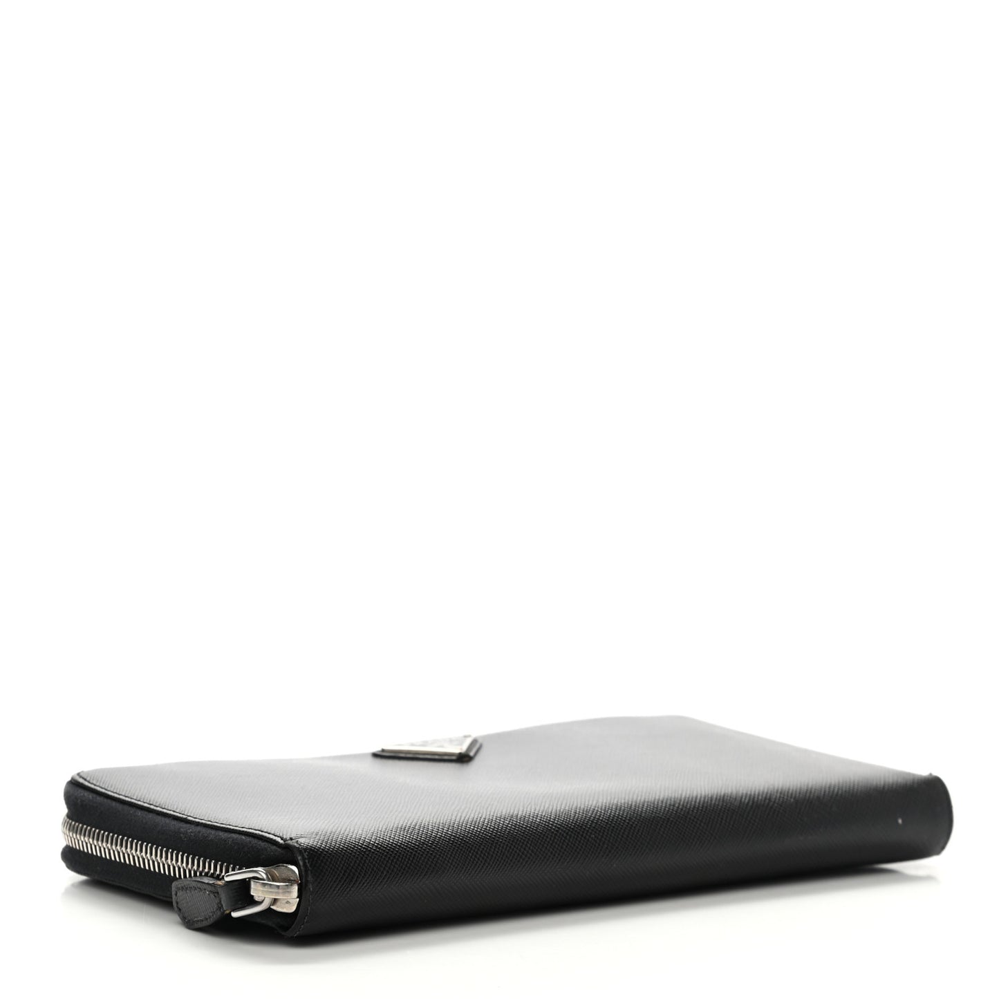 Saffiano Triangle Zip Around Wallet Black