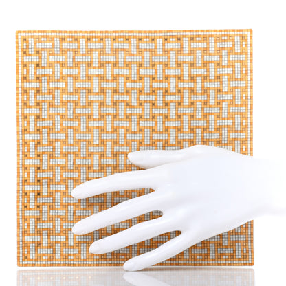 Hermes Porcelain Mosaique au 24 Square Plate Gold 2 of 6