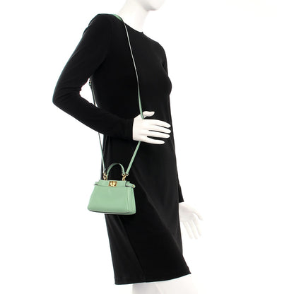 Fendi Shiny Nappa Micro Peekaboo Iconic Satchel Verde Acqua 2 of 9