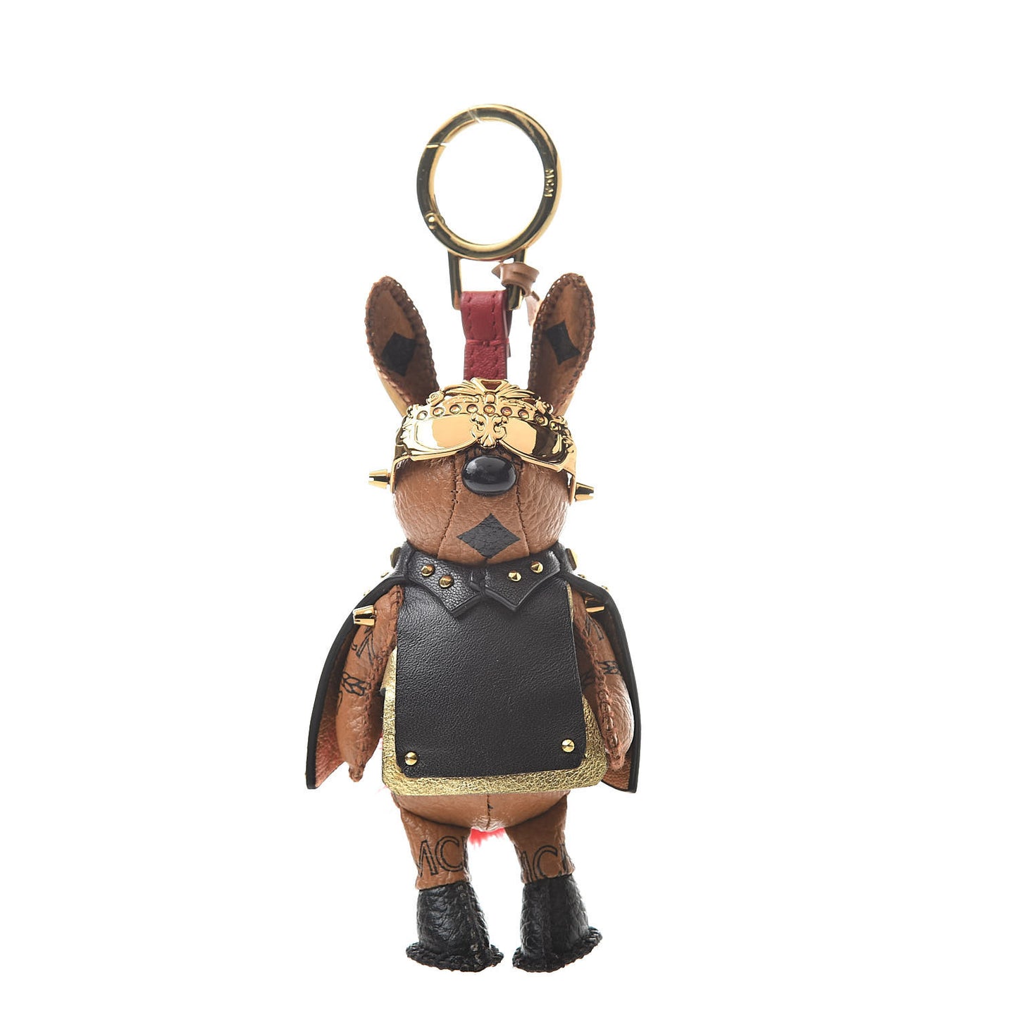 Visetos Mink Fur Rabbit Key Ring Bag Charm Cognac