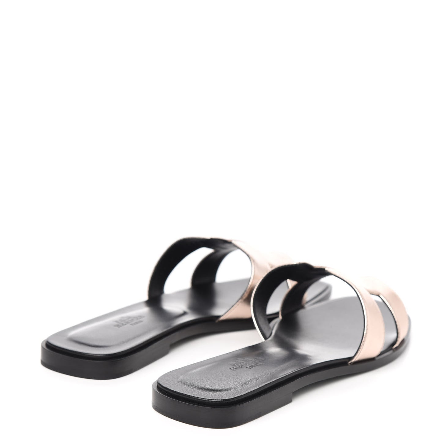 Metallic Calfskin Oran Sandals 38.5 Rose Dore