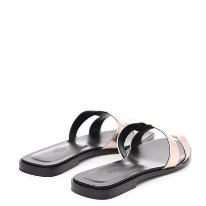 Hermes Metallic Calfskin Oran Sandals 38.5 Rose Dore 4 of 9