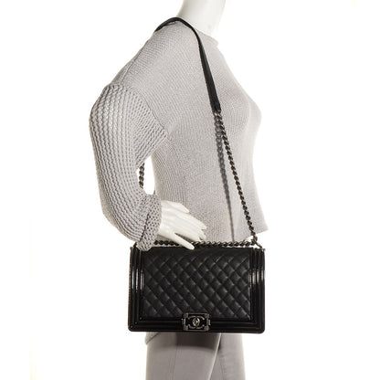 Chanel Patent Goatskin Quilted New Medium Boy Flap Black 2 of 8