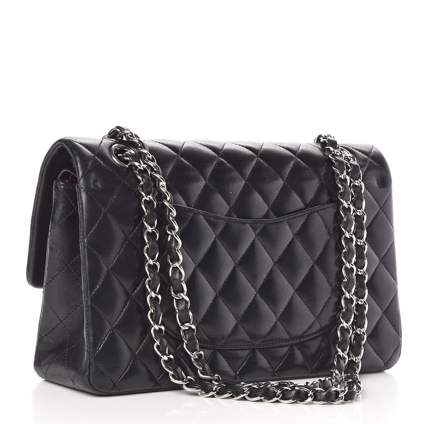 Lambskin Quilted Medium Double Flap Black
