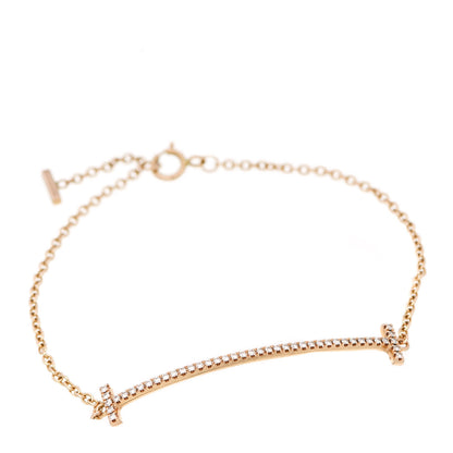 Tiffany 18K Yellow Gold Diamond T Smile Bracelet 1 of 5