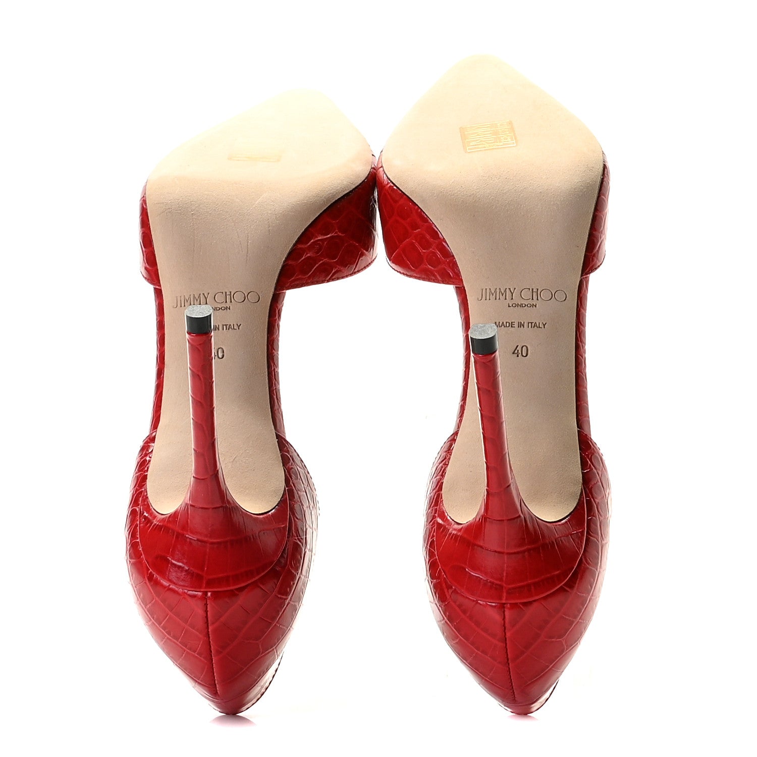 Jimmy Choo Calfskin Crocodile Embossed Pumps 40 7 of 8