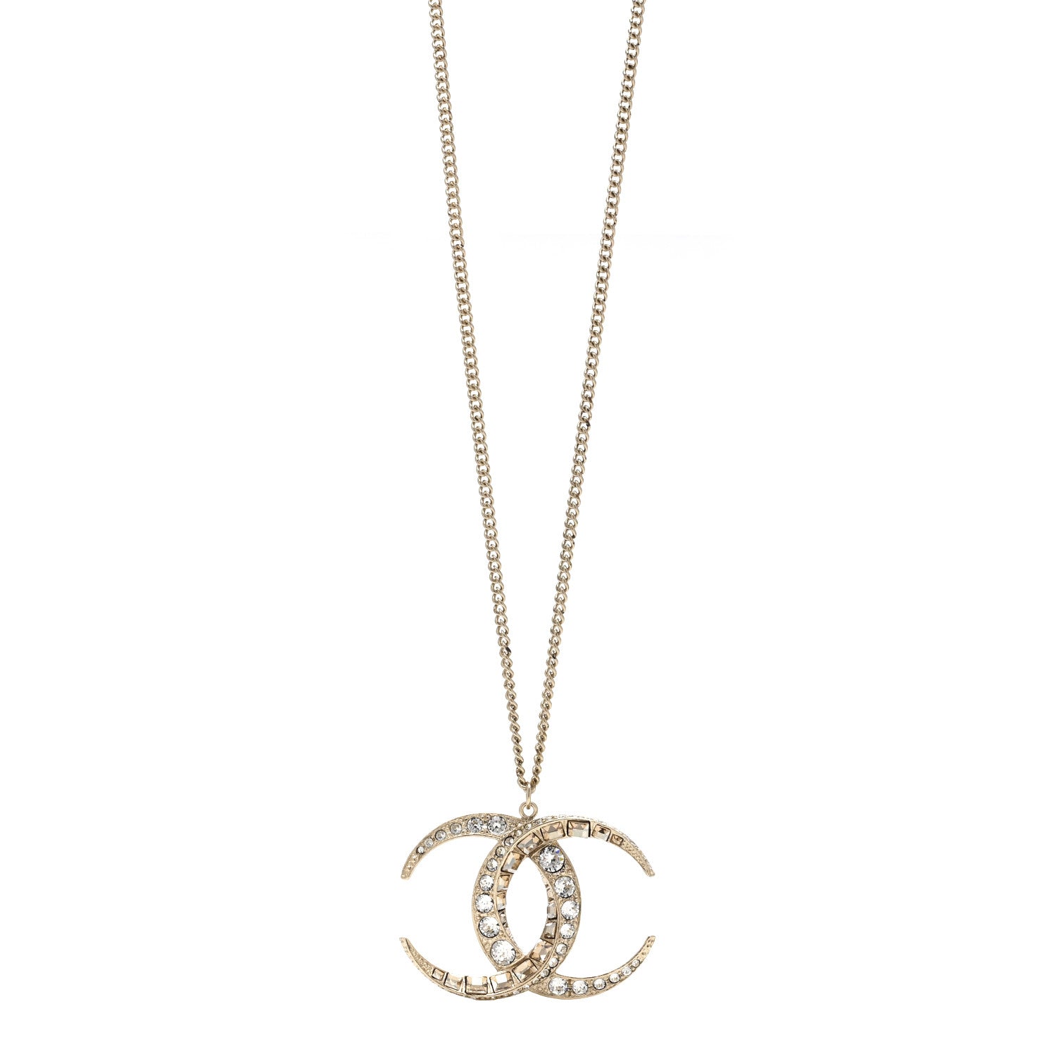 Chanel Baguette Crystal Moon CC Necklace Gold 1 of 4