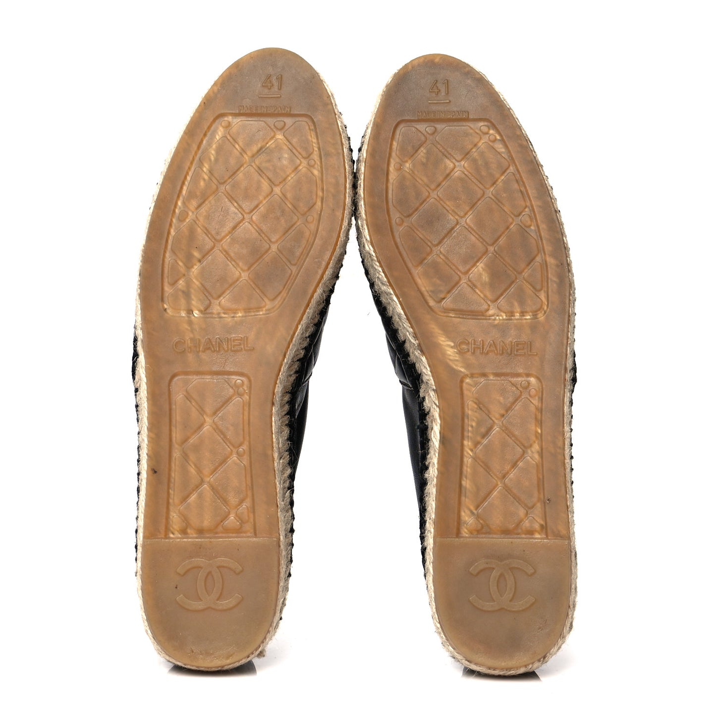 Lambskin Quilted CC Espadrilles 41 Black