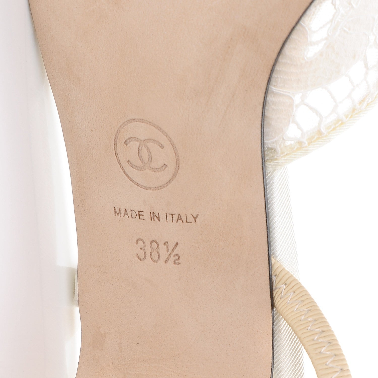 Chanel Lace Grosgrain Cap Toe CC Slingback Pumps 38.5 White Black 6 of 9
