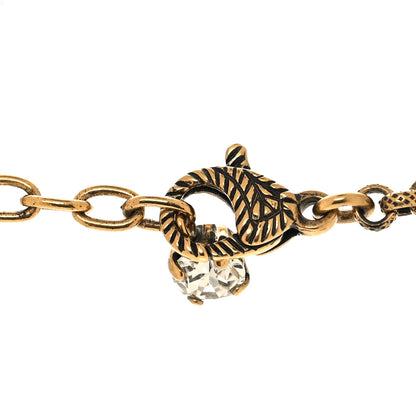 Gucci Crystal Embellished Double G Necklace Aged Gold 4 of 5