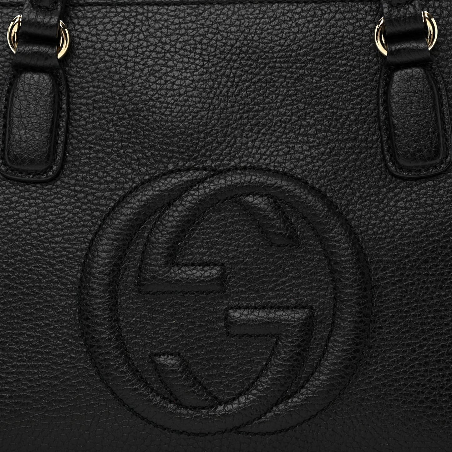 Pebbled Calfskin Medium Soho Top Handle Satchel Black