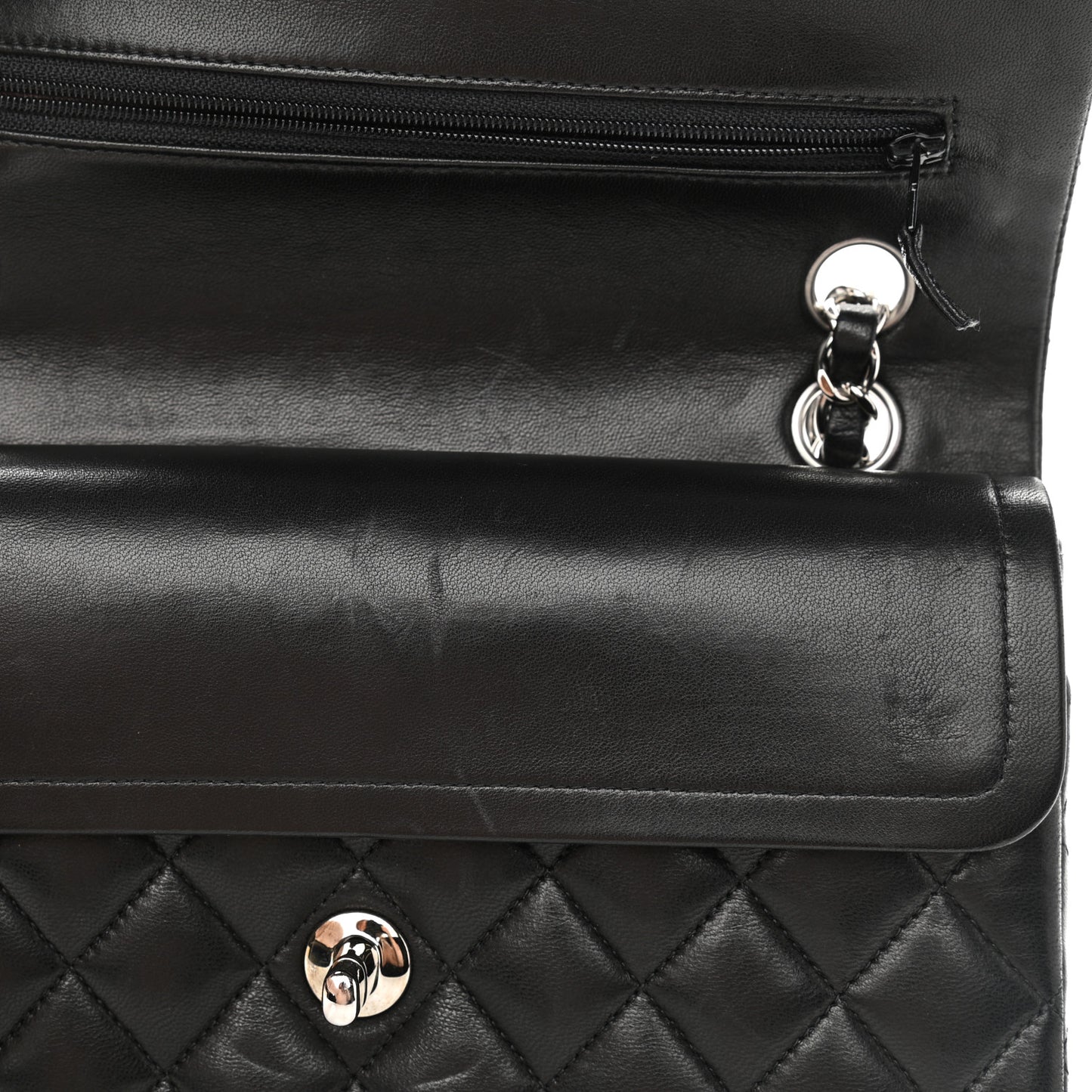 Lambskin Quilted Small Double Flap Black