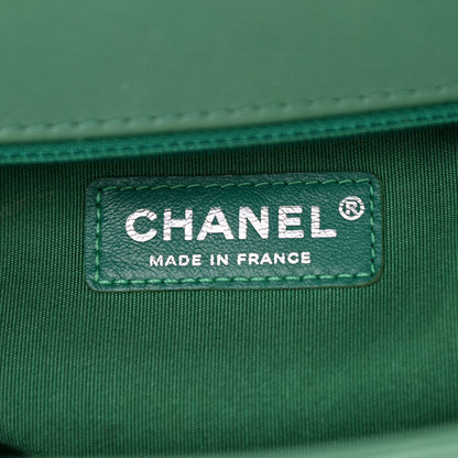 Chanel Calfskin Chevron Quilted New Medium Braided Boy Flap Green 6 of 10