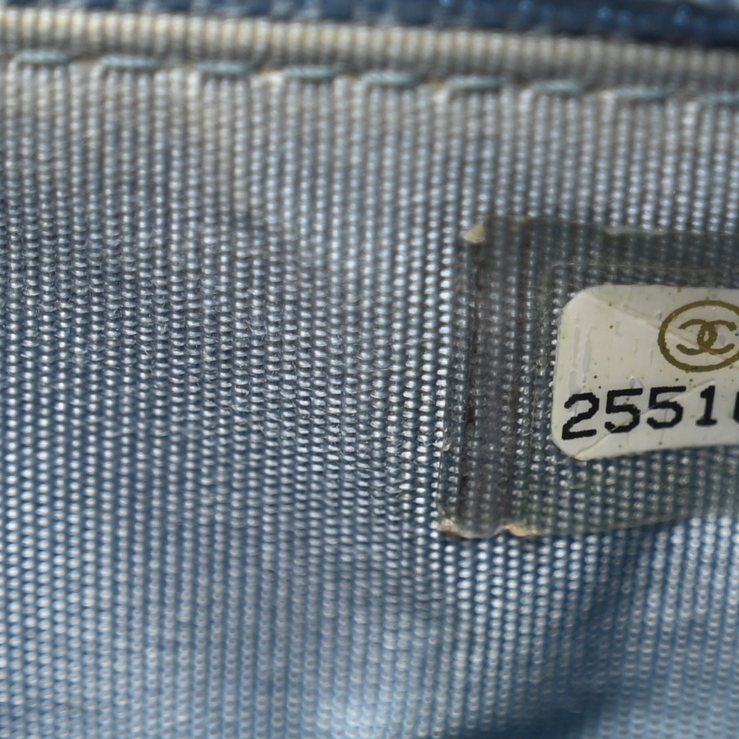 Grained Calfskin Quilted Cuba Square Wallet On Chain WOC Blue