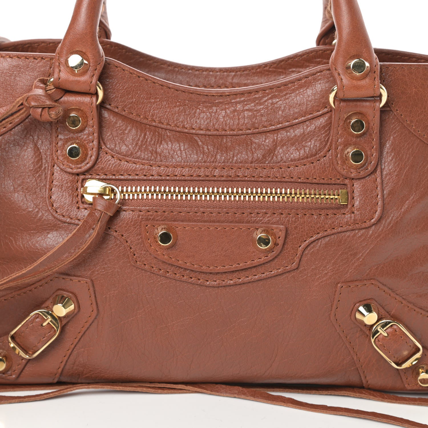 Balenciaga Agneau Classic Gold Hardware Mini City Marron Cognac 8 of 10