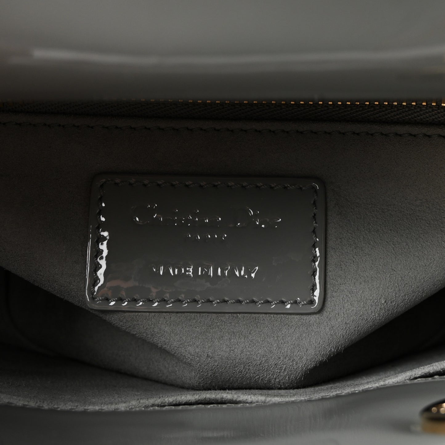 Patent Cannage Small Lady Dior Grey