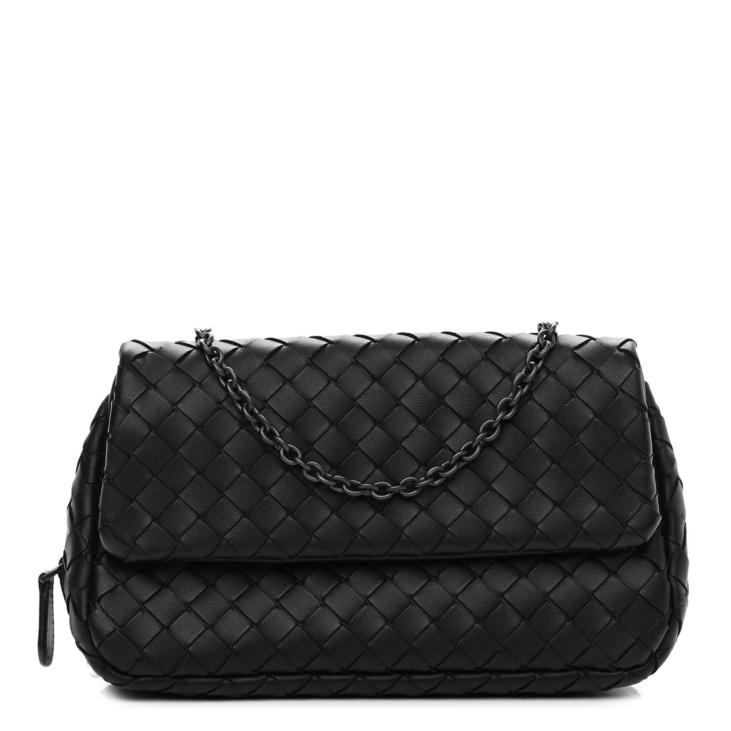 Nappa Intrecciato Mini Chain Messenger Black
