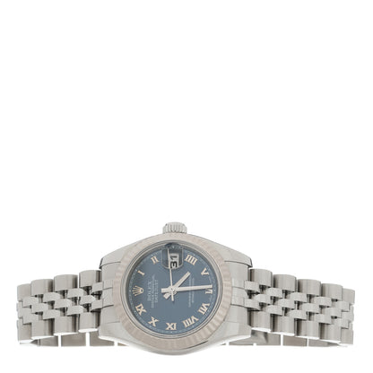 Rolex Stainless Steel 18K White Gold 26mm Oyster Perpetual Datejust Watch Blue Roman 179174 2 of 5