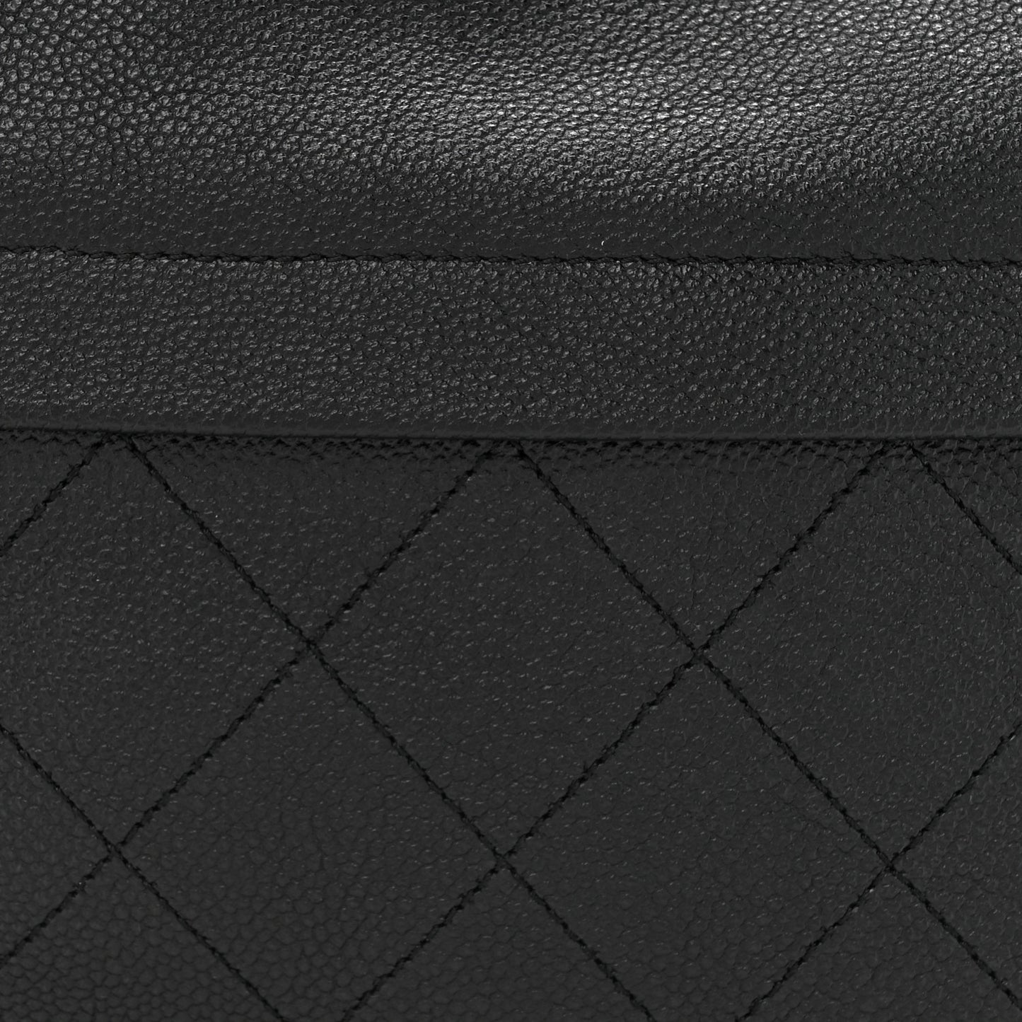 Crumpled Grained Calfskin Zip and Carry Shopping Tote Black