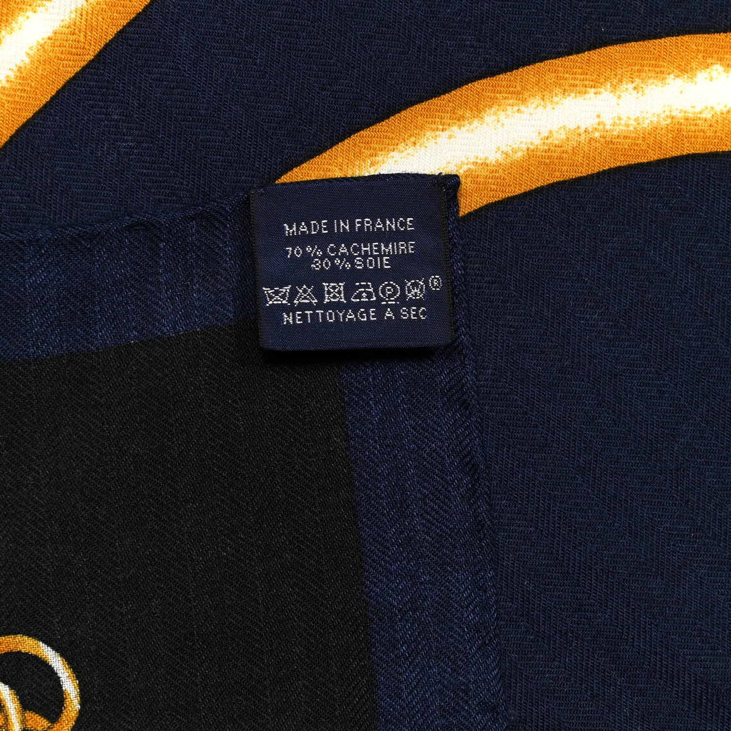 Hermes Cashmere Silk Parcours Sans Faute Shawl 140 Marine White Gold 4 of 6