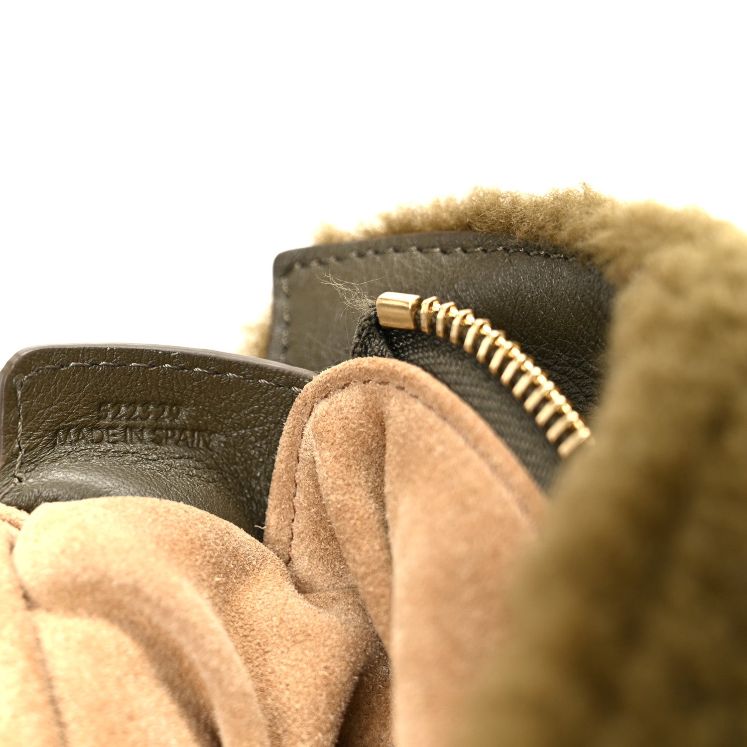 Loewe Shearling Small Puzzle Edge Bag Dark Khaki 7 of 10