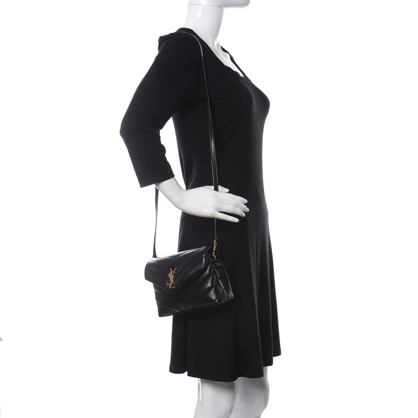 Calfskin Y Quilted Monogram Toy Loulou Crossbody Bag Black