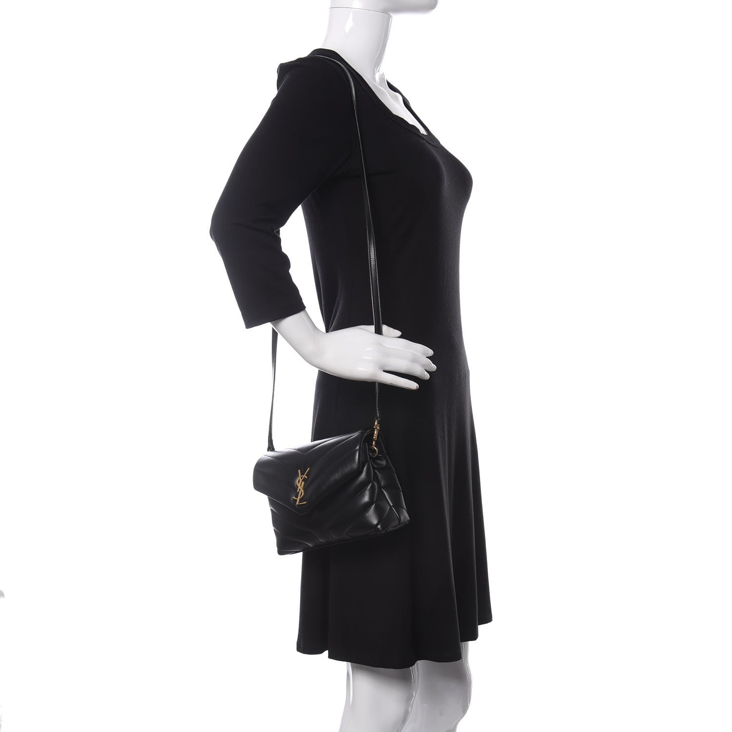 Saint Laurent Calfskin Y Quilted Monogram Toy Loulou Crossbody Bag Black 2 of 9