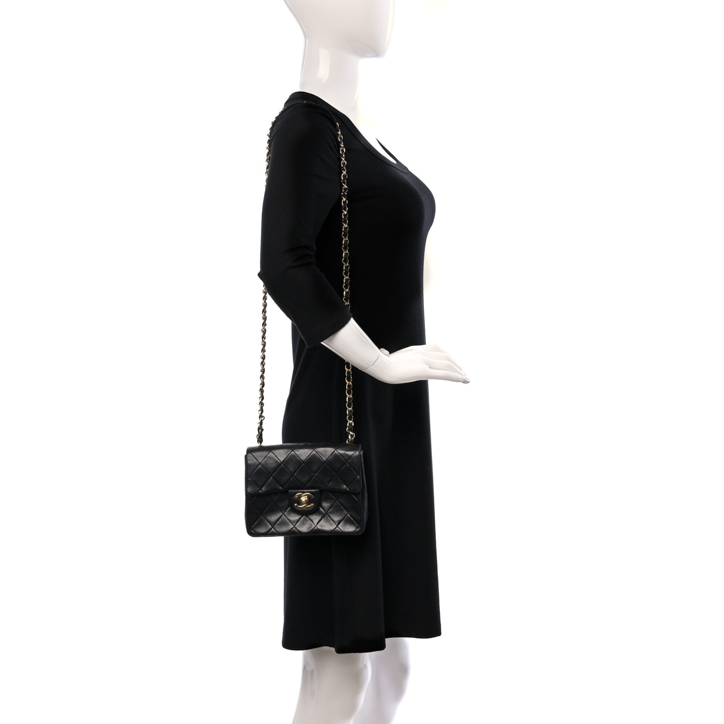 Lambskin Quilted Mini Square Flap Bag Black