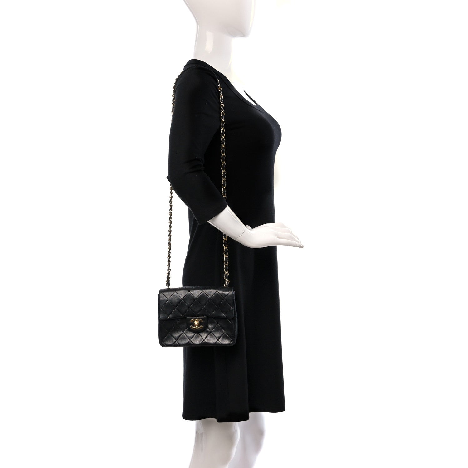 Chanel Lambskin Quilted Mini Square Flap Bag Black 2 of 12