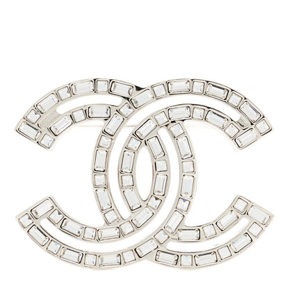 Chanel Baguette Crystal CC Brooch Silver 1 of 5